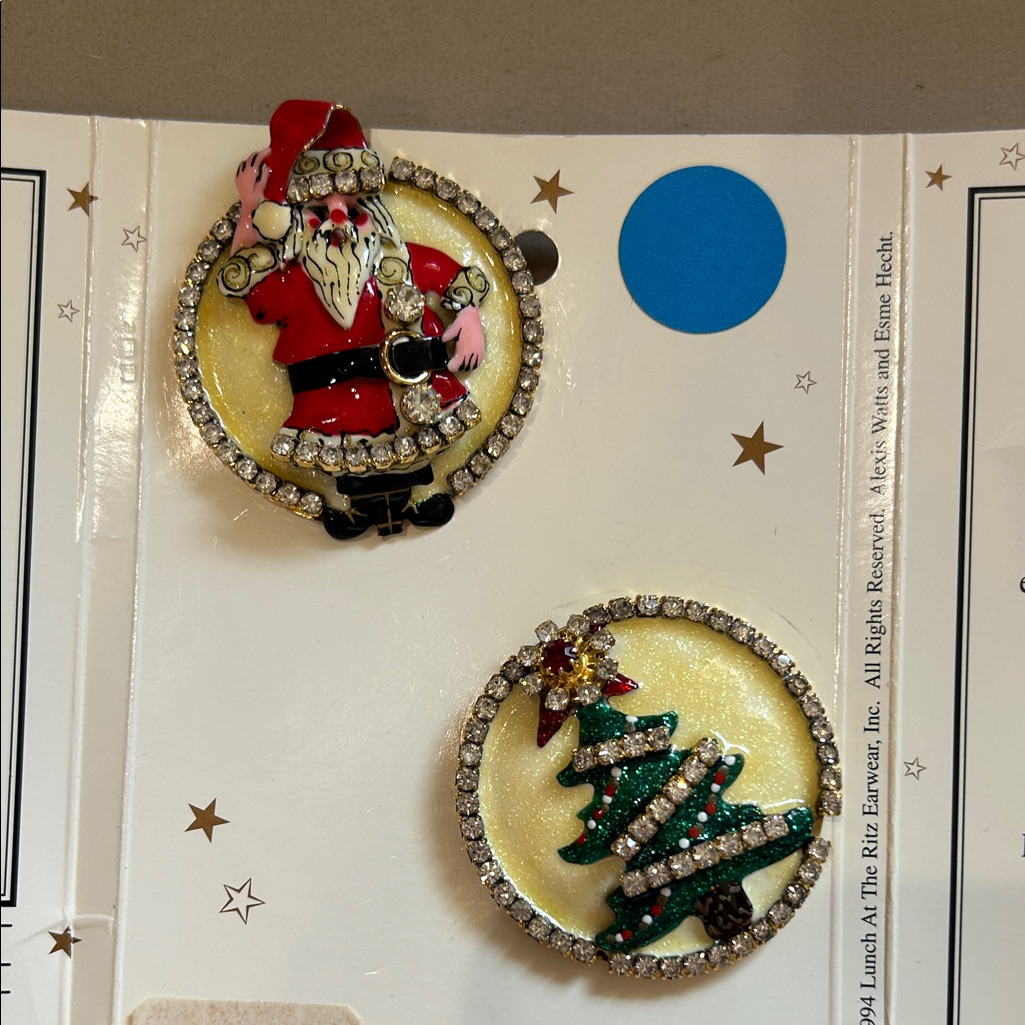 Ears D'oeuvre At The Ritz Santa Cake Holiday Earrings - Red & Green